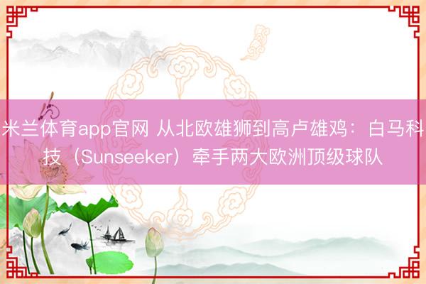 米兰体育app官网 从北欧雄狮到高卢雄鸡：白马科技（Sunseeker）牵手两大欧洲顶级球队