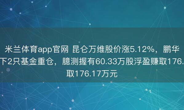 米兰体育app官网 昆仑万维股价涨5.12%,鹏华基金旗下2只基金重仓,臆测握有60.33万股浮盈赚取176.17万元
