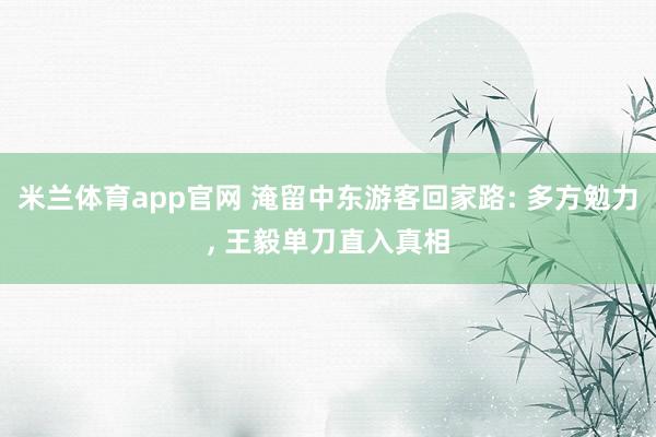 米兰体育app官网 淹留中东游客回家路: 多方勉力, 王毅单刀直入真相