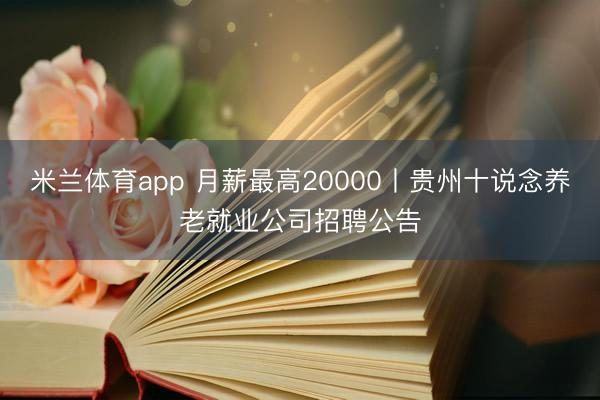米兰体育app 月薪最高20000丨贵州十说念养老就业公司招聘公告