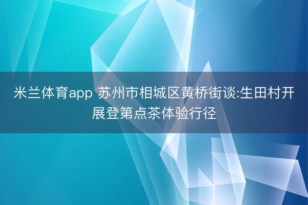 米兰体育app 苏州市相城区黄桥街谈:生田村开展登第点茶体验行径