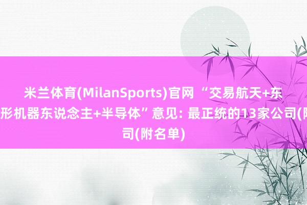 米兰体育(MilanSports)官网 “交易航天+东说念主形机器东说念主+半导体”意见: 最正统的13家公司(附名单)