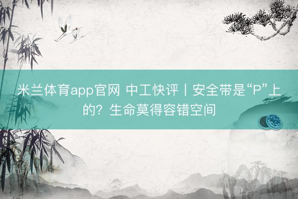 米兰体育app官网 中工快评丨安全带是“P”上的？生命莫得容错空间
